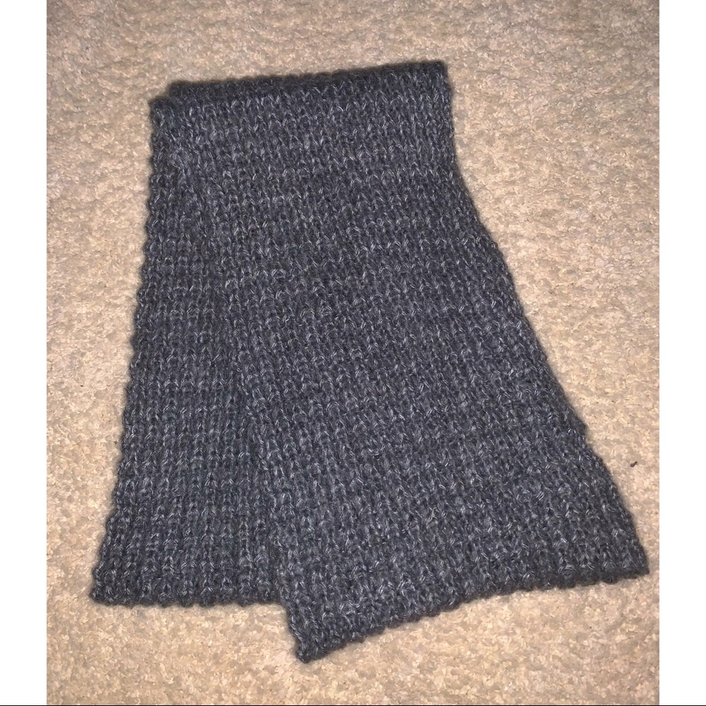 Gray, knit infinity scarf